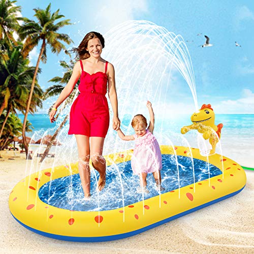 AOLUXLM Game Pool for Kids Indoor, Water Toys Paddling Pool Sprinkler Wading Pool, Splash Pad Sprinkler Infant Swimming Pool for Garden Backyard Fountain Play Water Mat for 3 4 5 6 7+ Kids Boys Girls