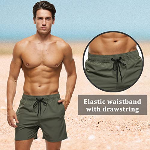 Huayuzh Mens Swimming Shorts Trunks Men Quick Dry Breathable Beach Surfing Swim Shorts with Zipper Pockets Mesh Lining ArmyGreen 38