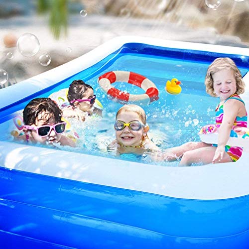 Large Rectangular Paddling Pool for Kids - Inflatable Family Pool for Swimming with Self-Adhesive Repair Patch | Rectangular Paddling Pool for Adults & Kids (181x141x46cm/71.2x55.5x18.1in)