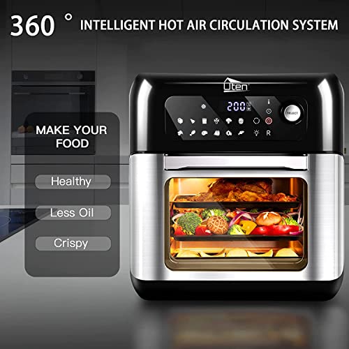 Air Fryer Oven, Uten 10L Digital Air Fryers Oven, Smart Tabletop Oven with 12 Preset Menus, LED Touch Screen Temperature and Control for Baking with Recipe, 1500W