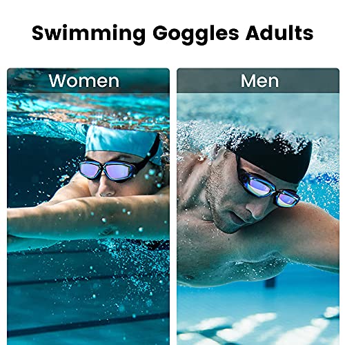 Swimming Goggles for Men Women Adults - Anti Fog Swim Goggles with Uv Protection, Clear Vision, No Leaking Silicone Cushion