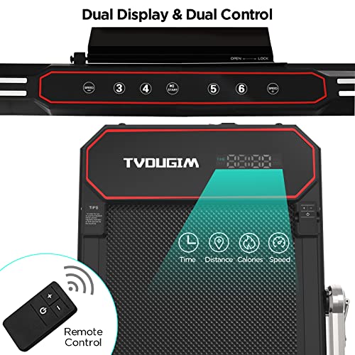 Tvdugim Folding Treadmill for Home,2.5HP Under Desk Treadmill,Widened Running Belt,Non-Assembly, 1-12KM/H, Walking and Running Machine for Home