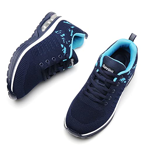 Running Shoes Ladies Trainers Womens Tennis Air Cushion Mesh Breathable Comfortable Lightweight Sports Fitness Gym Athletic NavyBlue UK 3.5