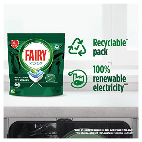 Fairy All-In-1 Dishwasher Tablets Bulk, 70 Tablets, Original, Effective Even On Dried-On Grease