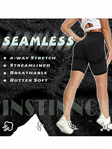 INSTINNCT Seamless Push Up Scrunch Shorts Tummy Control Butt Lifting Activewear Cycling Biker Shorts Yoga Gym Leggings for Women