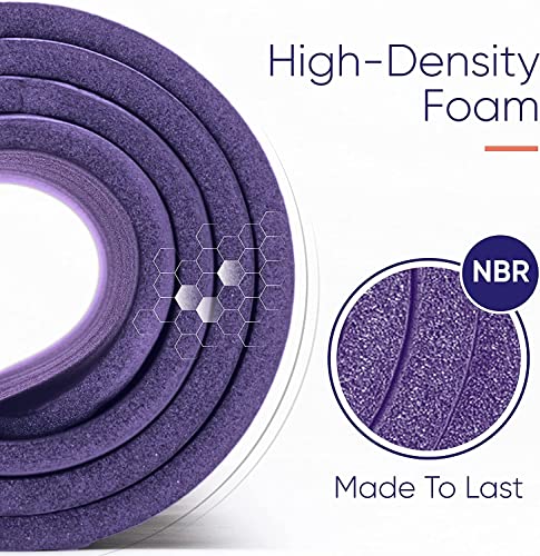 KG Physio Non Slip Yoga Mat - Thick Exercise Mat Ideal for HIIT, Pilates, Yoga and Home Workouts - Strap Included - 183 cm x 60 cm x 8 mm - Purple