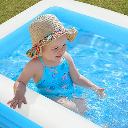 Large Rectangular Paddling Pool for Kids - Inflatable Family Pool for Swimming with Self-Adhesive Repair Patch | Rectangular Paddling Pool for Adults & Kids (181x141x46cm/71.2x55.5x18.1in)