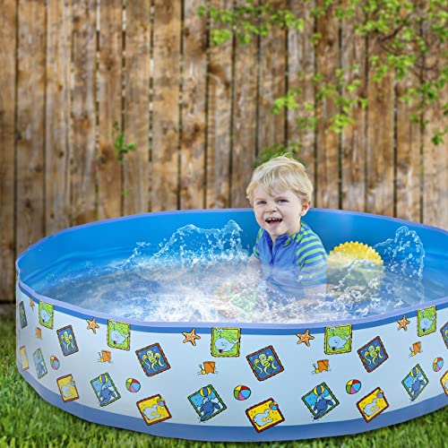 VFM - Kids Swimming Pool, Paddling Pool, Rigid Family Pool, No Inflation, Dog Paddling Pool, Small Kids Pool, 4ft, Summer Toys, Garden Children's Pool