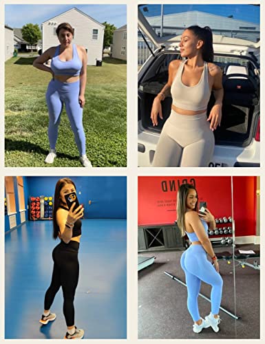 VALANDY Workout Sets for Women Activewear 2 Piece High Waist Seamless Leggings Sports Bra Sportsuit for Gym Training Jogging Outfits