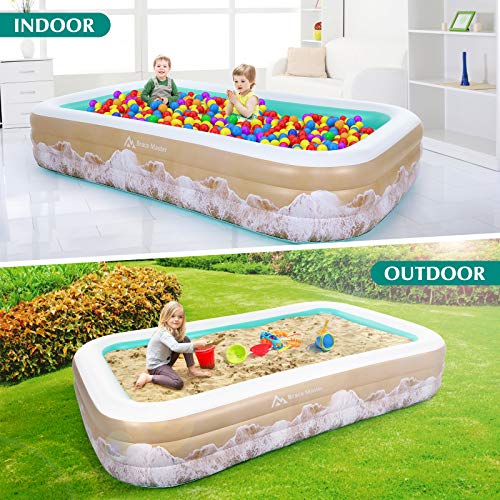 Brace Master Inflatable Swimming Pool, 305cm x 182cm x 56cm, Blow Up Pool, Family Kiddie Pools, Full-Sized Inflatable Pool for Toddlers, Kids, Adults, Outdoor, Garden, Backyard, Green