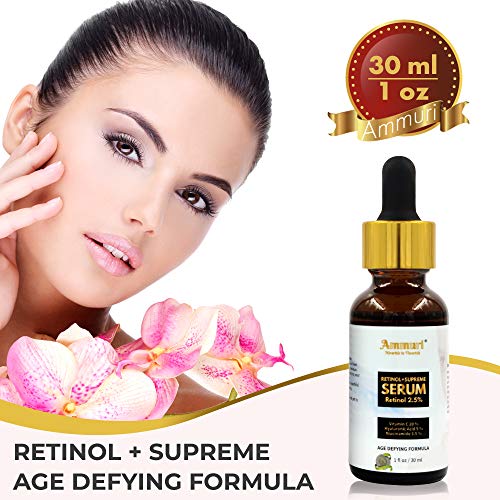 Retinol + Supreme Serum 2.5% Vitamin C 20% with Hyaluronic Acid & Vitamin E, Face Serum, for Wrinkles, 5% Niacinamide 3.5% Anti-Aging Skin Repair, Supercharged Face Serum