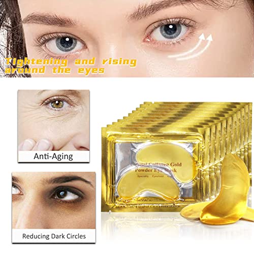 24K Gold Eye Bags Remover Masks, 30 Pairs Under Eye Patches Skincare, Natural Gel Collagen Eye Treatment Masks for Under Eye Wrinkles, Under-eye, Dark Circles, Hydrating, Puffy Eyes (30 pair)