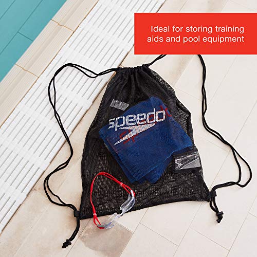 Speedo Equipment Mesh Drawstring Bag 35 Litre, Durable Design, Comfy Straps, For Pool, Beach, Black