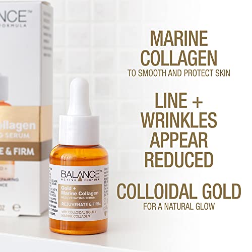 Balance Active Formula Gold and Marine Collagen Rejuvenating Serum (30ml) - Light-Weight and Non-Greasy. Rejuvenating and Repairing. Plumper Appearance.