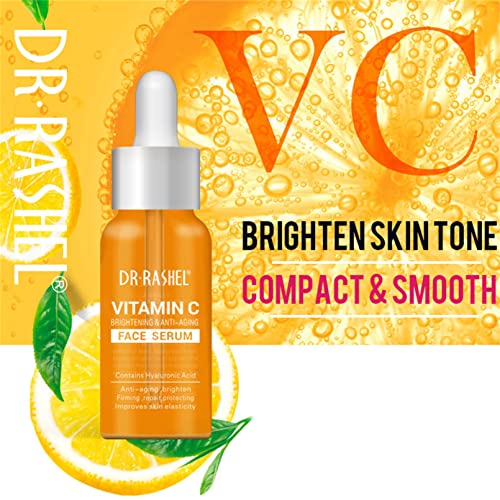 DR RASHEL Vitamin C Face Serum, Brightening & Anti-aging Facial Serum, Vitamin C Serum for Face with Hyaluronic Acid, Organic Vitamin C Serum for Face Dark Spots, Even Skin Tone, Lines & Wrinkles (1)