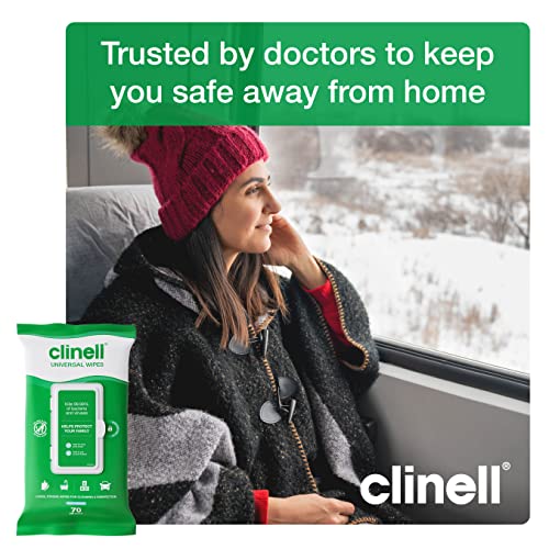 Clinell Universal Cleaning and Disinfecting Wipes for Home (CW70R4) - 4 Packs of 70 Antimicrobial Wipes with Moisture Lock Lid - Kills 99.99% of Germs, Effective from 10 Seconds