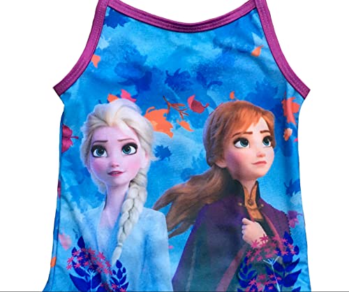 Disney Girls Frozen Swimming Costume, One Piece Swimwear Featuring Anna and Elsa, Age 5-6 Years Blue