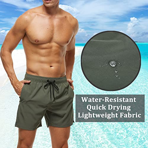 Huayuzh Mens Swimming Shorts Trunks Men Quick Dry Breathable Beach Surfing Swim Shorts with Zipper Pockets Mesh Lining ArmyGreen 38