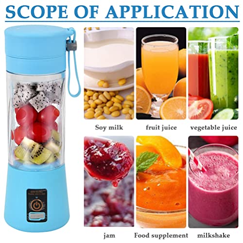 Portable Blender, Personal Blender Portable Juicer Cup Fruit Mixer USB Charger Mini Juice Blender for Smoothies and Shakes，with 6 Power Blades Travel Blender for Travel Gym Outdoor