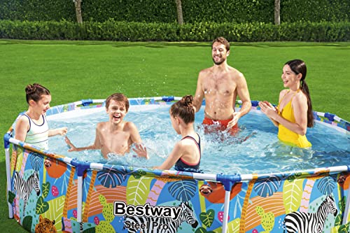 BESTWAY SAFARI SWIMMING POOL 305 cm 10FT Garden Round Frame Above Ground Pool Steel Pro