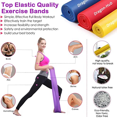 Mabufun Soft Pilates Ball and Resistance Bands Yoga Resistance Elastic Bands for Core Training and Physical Therapy Shaping Fitness Yoga Pilates Exercise at Home or Gym