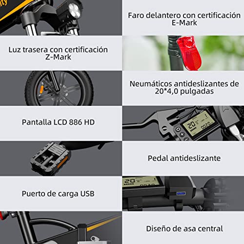 A Dece Oasis A20F+ 20×4.0 fat tire electric bike folding E-bike City Commuter Electric Bicycle, 250W motor/36V/10.4Ah battery/30kg/25 km/h