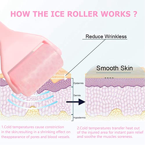 Ice Roller for Face and Eyes, Face Icer Facial Ice Roller Massager Tool for Reduce Puffiness Migraine Relief Brightening Cooling Tightening Reduce Wrinkles Redness Skin Care (Travel Size Pink) (Pink)