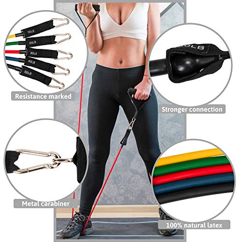 Resistance Bands Set By Resist Fit-10-Level Adjustable Home Gym Equipment - Fitness Gear for Therapy Support, Stretching, Training, Gymnastics, Sports - Portable Workout Equipment with Carry Bag