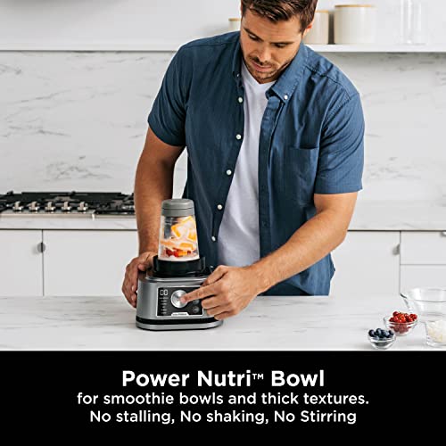 Ninja Foodi Nutri Blender [CB350UK] 3-in-1 Power Nutri Blender, Auto-iQ Technology, 1200W Smart Torque Motor, 2.1L Jug, 700 ml Cup and 400 ml Bowl, Silver