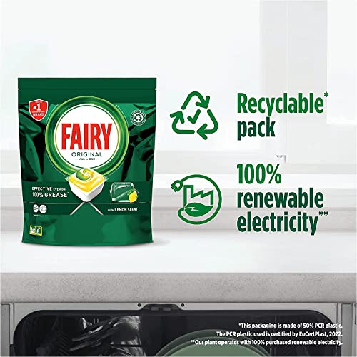 Fairy All-In-1 Dishwasher Tablets Bulk, Original, 130 Tablets, MEGA PACK, Effective Even On Dried-On Grease