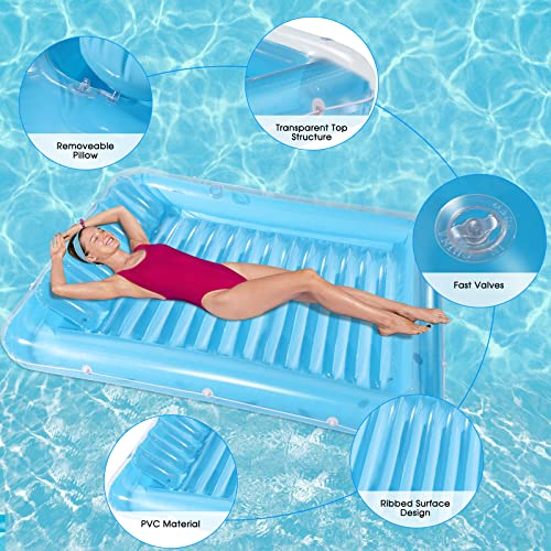 Midyb Water Floating Hammock, Comfortable Water Hammock Pool Lounger for Adult & Kids, Inflatable Floating Bed with Cup Holes for Summer Indoor Outdoor Swimming Pool, 130 × 200cm