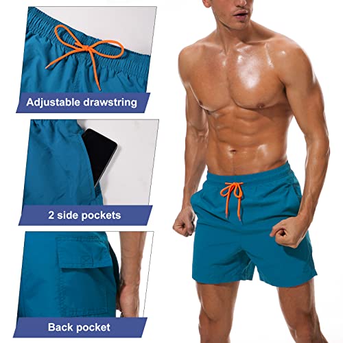 RITOSTA Swimming Shorts Men Swimming Trunks Swim Shorts Board Shorts Summer Beach Swimwear Casual Pants Quick Dry Mesh Lining with Pockets (Blue Peacock,XL)