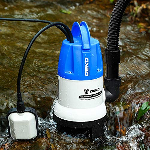 DEKO 400W 8000L/H Portable Submersible Pump with Float Switch,Clean/Dirty Water Removal Drain Pump for Swimming Pool Garden Tub Pond Flood Drain (BLUE-400W)