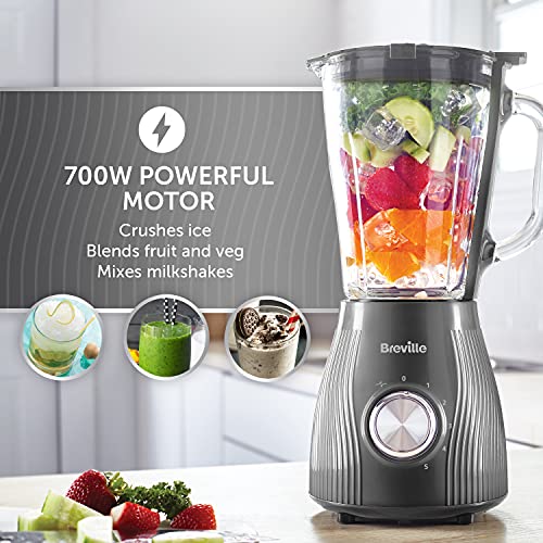 Breville Flow Jug Blender & Smoothie Maker | 700W | 1.75L Glass Jug | Slate Grey [VBL242]