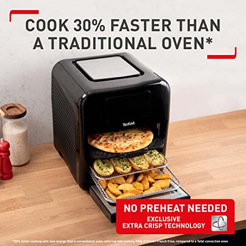 Tefal Easy Fry 9-in-1, 11L Air Fryer Oven, Grill and Rotisserie 8 Programs inc Dehydrate, Roast, Bake and Toast Black FW501, 2000 W