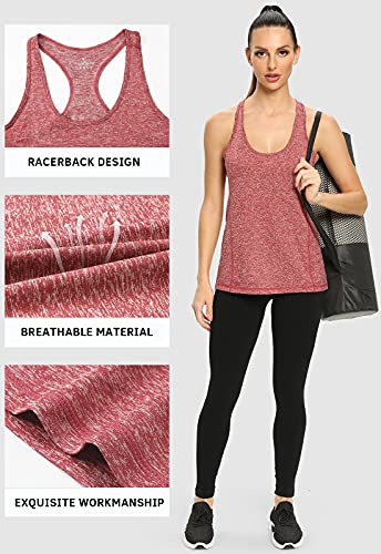 Vislivin Workout Tank Tops for Women Running Racerback Tanks Exercise Yoga Tops Activewear Vest - 4 Pack Black/Gray/Black/Wine Red-8 S