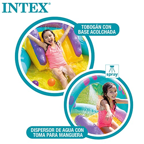 Intex Dinoland Play Center Inflatable Water Play Center, Assorted Model (with and without volcano), Multicoloured, 333x229x112 cm, 280 Litres