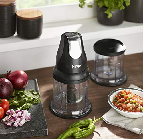 Ninja Foodi Nutri Blender [CB350UK] 3-in-1 Power Nutri Blender, Auto-iQ Technology & Ninja Professional Chopper [NJ1002UKBK] Stackable, 200W, Black