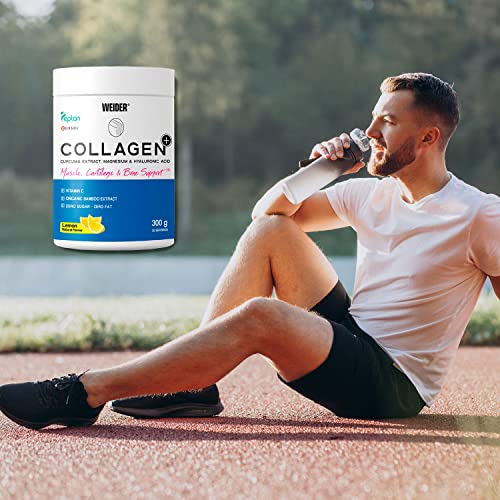 Weider Collagen Plus. Powder Preparation with Collagen peptides (Peptan), hyaluronic Acid, Magnesium and Vitamin C. 100% Peptan. Fat Free. Sugar Free. Keto. 300g