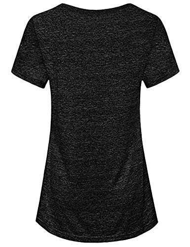 Sykooria Women’s Quick Dry Sports Top Ladies Stretch Short Sleeve Activewear Running Training T Shirt Black