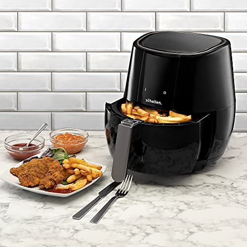 Schallen Modern Black Gloss Healthy Eating Low Fat Large 3.5L 1300-1500W Digital Display Air Fryer with 9 Cooking Settings and 30 Minute Timer