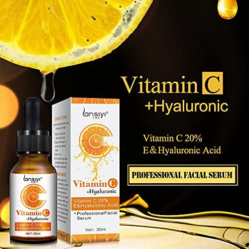 OCHILIMA 20% Vitamin C Serum with Hyaluronic Acid for Face, Natural Organic Skin Care, Anti Aging Collagen Booster, Anti-Wrinkle, Instant Moisturizers, Whitening Dark Spots Facial Serum Fits All Skin