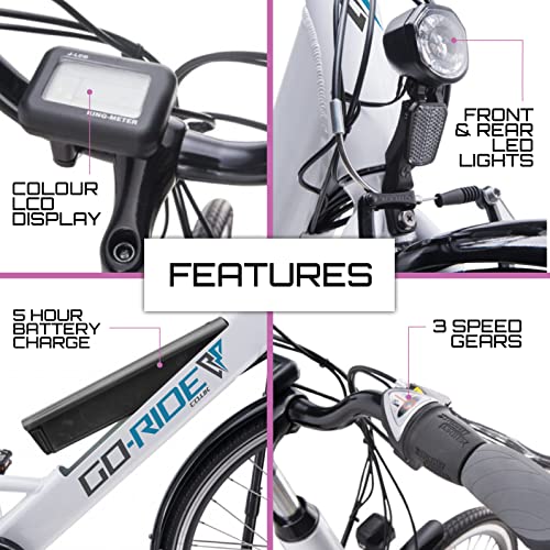 Go-Ride Electric Bikes for Adults Women - Cloudburst E Bike for Women, Accessible Step Through Frame & Built-In 10.5AH Battery | Reliable Electric Bikes for Commuting & Family Adventure, 19" Frame