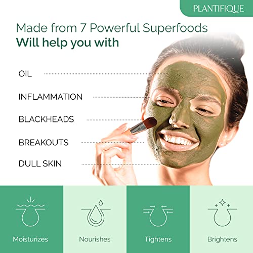 Korean Skin Care Detox Face Mask Beauty with Avocado & Superfoods - Clay Mask Dermatologist Tested, Hydrating Mud Mask for Face and Body - Vegan Face Masks Skincare by Plantifique - 3.4 Oz/100ml