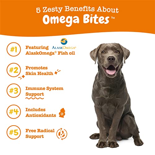 Zesty Paws Omega 3 Alaskan Fish Oil Chew Treats for Dogs - with AlaskOmega for EPA & DHA Fatty Acids - Itch Free Skin - Hip & Joint Support + Heart & Brain Health - Bacon Flavor