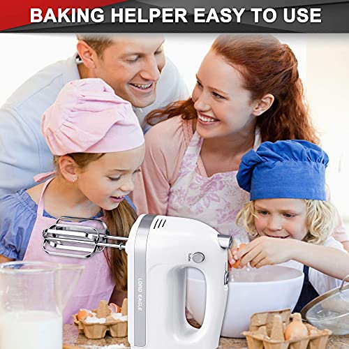 Lord Eagle Hand Mixer Electric Whisk, 400W Power Handheld Mixer for Baking Cake Egg Cream Food Beater, Turbo Boost/Self-Control Speed + 5 Speed + Eject Button + 5 Accessories