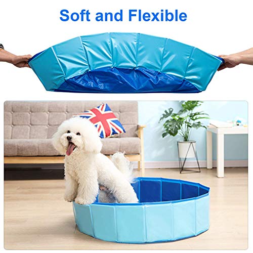 Foldable Dog Swimming Pool Folding Pet Bath Pool Collapsible Cat Bathtub Portable PVC Kiddie Pool Spa Bathing Wash Tub Water Pond Pool Toddler Baby Bath Kids Play Pool (Small: 80 x 20cm)