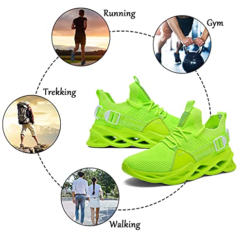 Men Women Walking Trainers Light Running Breathable Tennis Casual Gym Slip On Blade Shoes Fashion Sneakers Comfortable Athletic Fitness Sport Shoes for JoggingG133 Green 45