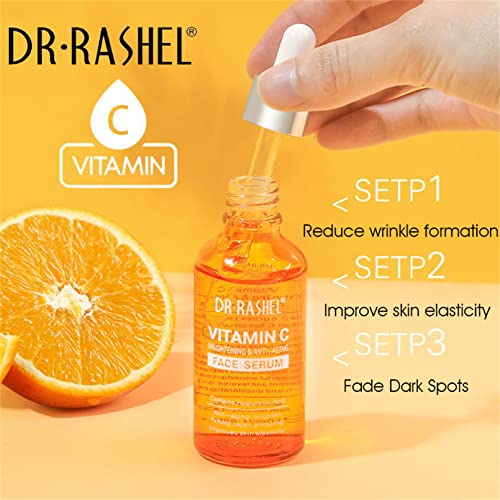 DR RASHEL Vitamin C Face Serum, Brightening & Anti-aging Facial Serum, Vitamin C Serum for Face with Hyaluronic Acid, Organic Vitamin C Serum for Face Dark Spots, Even Skin Tone, Lines & Wrinkles (1)