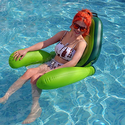 New Pool Lounge Chair, Inflatable Floating Hammock Chairs, Swimming Pool Water Floating Chair, Inflatable Avocado Float for Outdoor, Beach, Pool, Lake